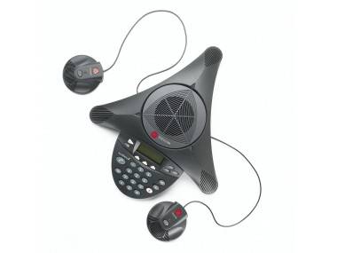 Конференц-телефон Polycom SoundStation 2 с LCD-дисплеем, с портами для подключения 2-х дополнительных микрофонов